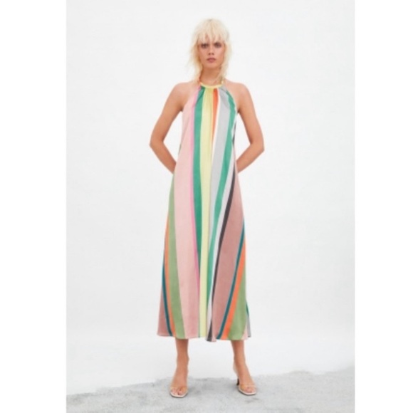 Brand new with tags Zara striped halter dress. Size M-L - Picture 4 of 5